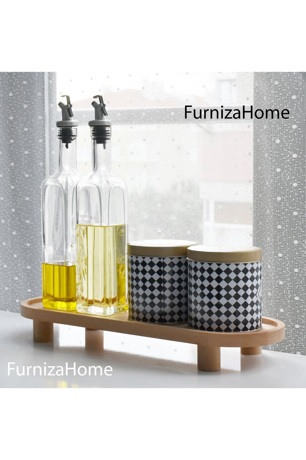 Çok Amaçlı Ahşap Ayaklı Düzenleyici Sunumluk Servis Tabağı Ayaklı Sunumluk Mutfak Banyo Standı